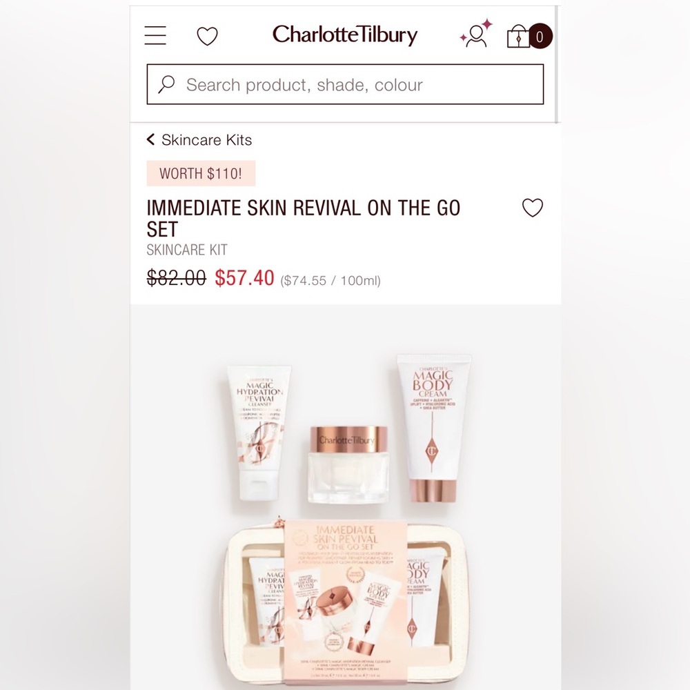 NEW IN BAG: Charlotte Tilbury IMMEDIATE SKIN REVIVAL ON THE GO SET